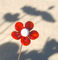 Lorea Rouge et blanche - Tige de fleur individuelle en verre de Murano
