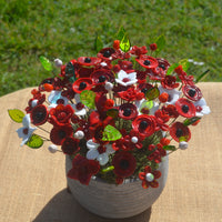 Bouquet de luxe - Rouge et blanc en verre de Murano