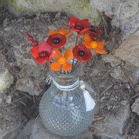 Composition Fabiola en verre de murano rouge et orange