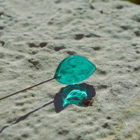 Feuille bleu canard - Tige en verre de Murano