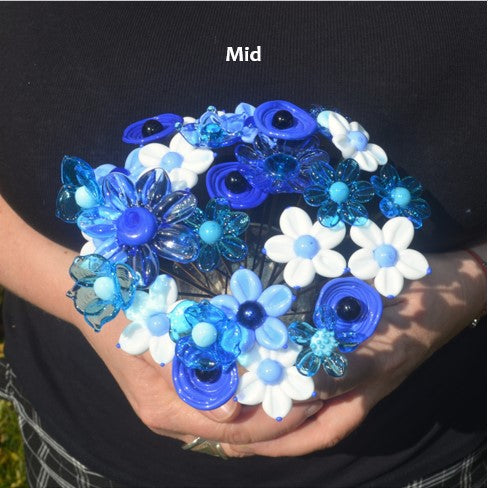 Bouquet Bleu Ciel en verre de Murano - taille mid