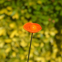 Coquelicot Orange - Tige de fleur individuelle en verre de Murano