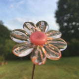 une marguerite rose en verre de Murano translucide